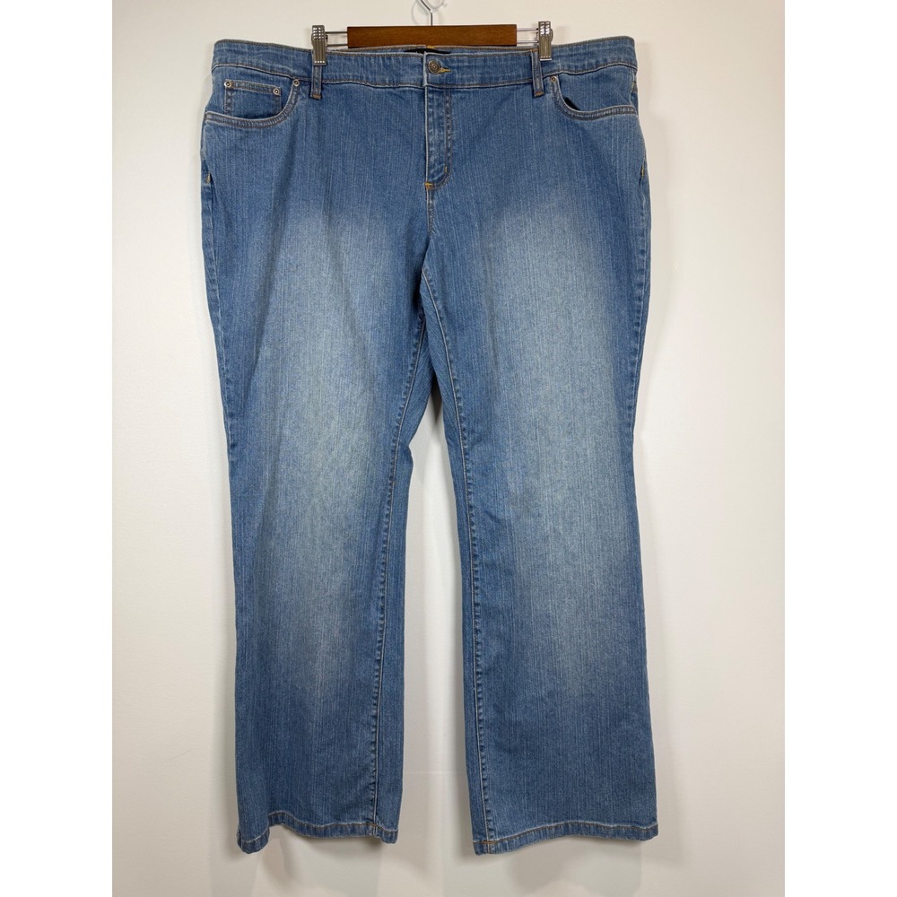 Daisy Fuentes Woman Blue Bootcut Jeans Retro Wash Plus Size 24W Stretch Denim